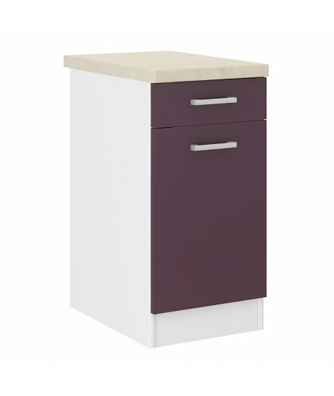 ULTRA Meuble bas de cuisine L 40 cm avec plan de travail inclus - Aubergine mat