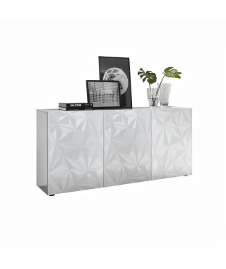 Buffet 3 Portes - Blanc Laqué brillant - L 181 x P 42 x H 84 cm - PARIGI