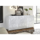 Buffet 3 Portes - Blanc Laqué brillant - L 181 x P 42 x H 84 cm - PARIGI