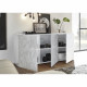 Buffet 3 Portes - Blanc Laqué brillant - L 181 x P 42 x H 84 cm - PARIGI