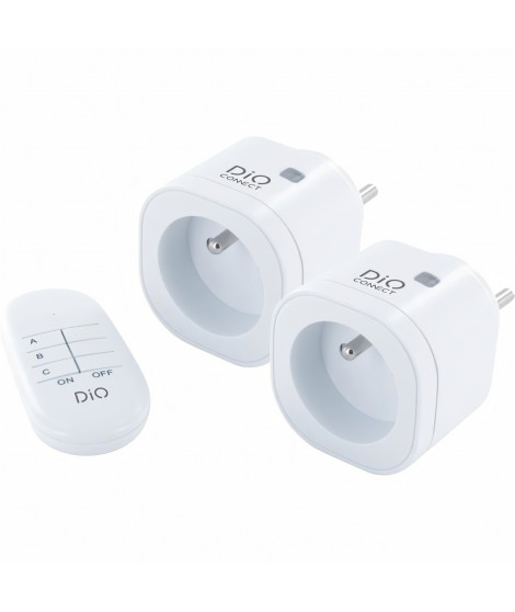 CHACON DiO Connect 2 Mini prises & Télécommande : 433MHz by DiO and WiFi, 3000W, ON/OFF, compatible Alexa + Google Home