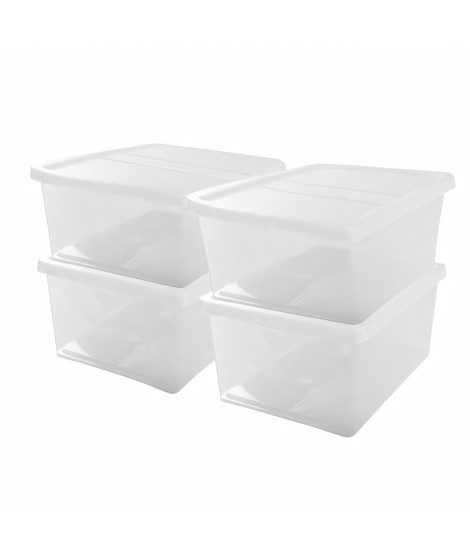 IRIS OHYAMA Set de 4 boîtes de rangement avec couvercle NCB-40 - 4x 40 L - L54 x l39.5 x H24.5 cm - Transparent