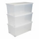 IRIS OHYAMA Set de 3 boîtes de rangement avec couvercle sur roulettes NCBR-70 - 3x 70 L - L71.5 x l39 x H30.5 cm - Transparent