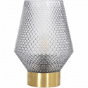 Lampe base ronde - Métal - H 27,5 x Ø 20 cm - Laiton brossé et verre fumé