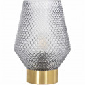 Lampe base ronde - Métal - H 27,5 x Ø 20 cm - Laiton brossé et verre fumé