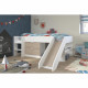 Lit toboggan enfant - Décor Blanc et Chene Jackson - Sommier inclus - 90 x 200 cm - SLIDE