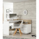 Bureau d'angle 3 tiroirs - Décor chene et blanc - L 128,5 x P 105,7 x H 83,2 cm - THALES