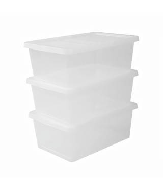 IRIS OHYAMA Set de 3 boîtes de rangement avec couvercle NCB-11 - 3x 11 L - L40 x l27 x H150 cm - Transparent