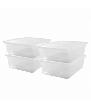 IRIS OHYAMA Set de 4 boîtes de rangement avec couvercle NCB-28 - 4x 28 L - L54 x l39.5 x H17 cm - Transparent