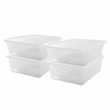 IRIS OHYAMA Set de 4 boîtes de rangement avec couvercle NCB-28 - 4x 28 L - L54 x l39.5 x H17 cm - Transparent