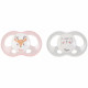 TIGEX 2 Sucettes Soft Touch  Silicone Taille 6-18 m  Biche Chat Fille