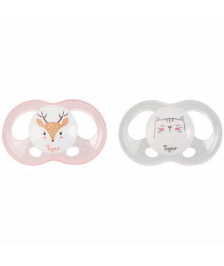 TIGEX 2 Sucettes Soft Touch  Silicone Taille 6-18 m  Biche Chat Fille