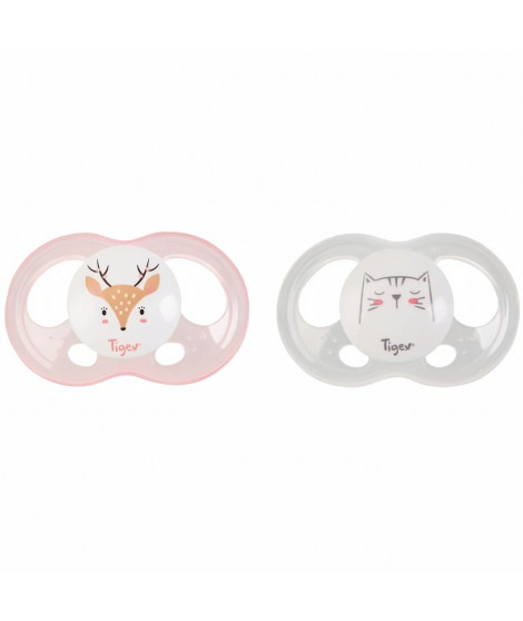 TIGEX 2 Sucettes Soft Touch  Silicone Taille 6-18 m  Biche Chat Fille