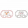 TIGEX 2 Sucettes Soft Touch  Silicone Taille 6-18 m  Biche Chat Fille