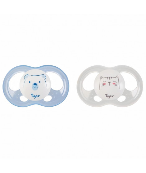 TIGEX 2 Sucettes Soft Touch Silicone Taille 6-18 m  Ourson Chat