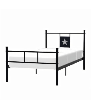 Lit enfant en métal laqué époxy - Noir - Sommier inclus - 90x190 cm - STAR