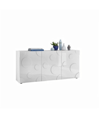 Buffet 3 Portes - Blanc Laqué brillant - L 181 x P 43 x H 84 cm - SORRENTO