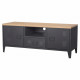 Meuble TV avec 2 grandes portes 1 petite porte 1 espace de stockage - En métal et plateau imitation bois - MODULO