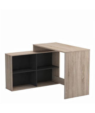 NAGANO Bureau d'angle - Décor chene et noir - L 111,9 x P 100,7 x H 76,7 cm