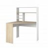 Bureau d'angle avec étagere - Décor blanc et chene -  L 101 x P 95 x H 140cm - PEAK