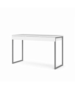 Bureau 3 tiroirs - Décor blanc - L 125,8 x P 51,6 x H 76,5 cm - TYLI