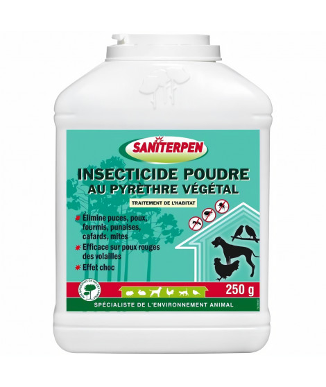 SANITERPEN Insecticide PDR Pyrethre - Pour l'habitat et l'environnement de l'animal - 250 g