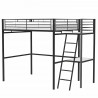 Lit mezzanine avec bureau en métal époxy - Noir - Sommier inclus - 140x190 cm - OXFORD