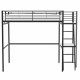 Lit mezzanine avec bureau en métal époxy - Noir - Sommier inclus - 140x190 cm - OXFORD