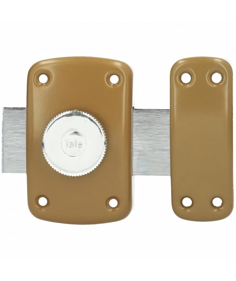 YALE Verrou a bouton et cylindre 5 goupilles diametre 23 mm, longueur 45 mm, 3 clés, marron doré