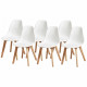 SACHA Lot de 6 Chaises pieds en Hévéa - Blanc - L 46 x P 53 x H 82