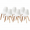 SACHA Lot de 6 Chaises pieds en Hévéa - Blanc - L 46 x P 53 x H 82