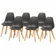 SACHA Lot de 6 Chaises pieds en Hévéa - Noir - L 46 x P 53 x H 82