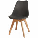 BJORN Lot de 6 chaises pieds en Hetre - Simili Noir - L 48,5 x P 58 x H 83 cm