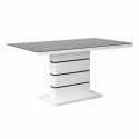 Table de séjour 150x90 cm - Laqué blanc et verre noir - STRIPES