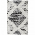 NAZAR Tapis de salon Shaggy longues meches style Berbere - 120 x 160 cm - Blanc et creme