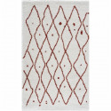 NAZAR Tapis de salon Shaggy longues meches style Berbere - 120 x 160 cm - Blanc et terracotta