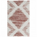 NAZAR Tapis de salon Shaggy longues meches style Berbere - 120 x 160 cm - Blanc et terracotta