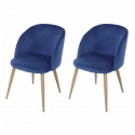 Lot de 2 chaises en velours bleu - Pieds en métal - L 55 x P 45 x H 99 cm - CURVY