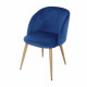 Lot de 2 chaises en velours bleu - Pieds en métal - L 55 x P 45 x H 99 cm - CURVY