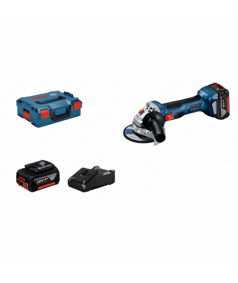 Meuleuse BOSCH PROFESSIONAL GWS 18V-7 + 2 batteries 4,0Ah + chargeur GAL 18V-40 + L-Boxx