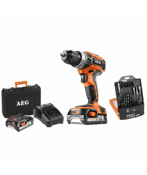 AEG Perceuse a percussion compacte sans fil Pro18V - 2 batteries de 2Ah - 1 coffret de rangement - 1 coffret 30 accessoires