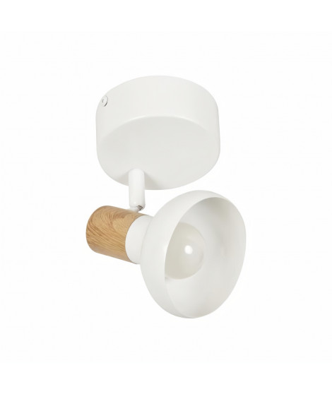 COREP Spot 1L Alvar bicolore en métal avec sticker effet bois - E14 40 W - Blanc et naturel