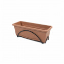 PLASTIKEN Jardiniere 50x20cm avec plateau et support balcon - Terracotta