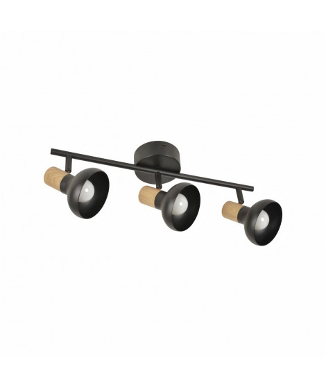 COREP Spot 3L Alvar bicolore en métal avec sticker effet bois - E14 40 W - Noir et naturel