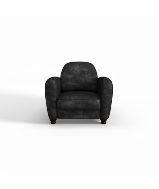 Fauteuil club - Tissu effet veilli noir - L 89 x P 81 x H 77 cm - IKAINEN