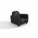 Fauteuil club - Tissu effet veilli noir - L 89 x P 81 x H 77 cm - IKAINEN