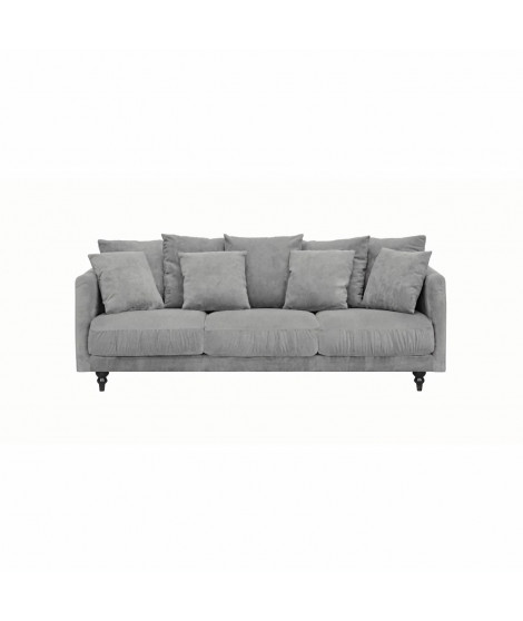 CONSTANCE Canapé droit fixe 4 places - Tissu gris - Classique - L 212 x P 93 cm