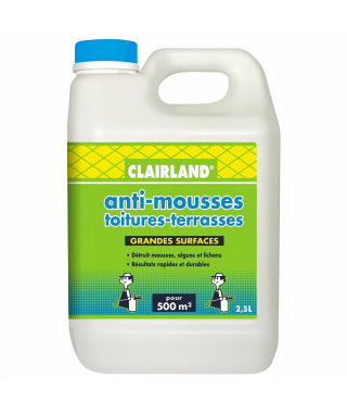 CLAIRLAND Anti-Mousses, algues et lichens sur toitures, terrasses, dallages et murs - Concentré a diluer 2,5 L