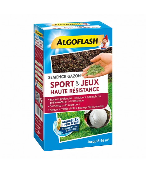 ALGOFLASH Semences gazon terrain de sport et jeux - Haute résistance - 1 Kg