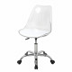 Chaise de bureau - Coque transparente et coussin blanc - L 52 x P 52 x H 88 cm - RONNY